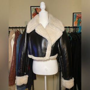 Zara cropped fur trimmed coat